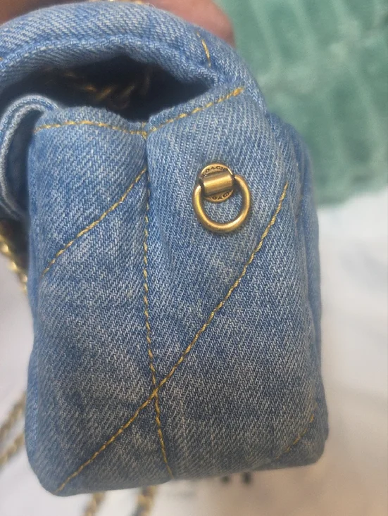 Coach Quilted Tabby 20 Denim Shoulder Bag with Brass 'C' - Blue Denim - Picture 5 of 16
